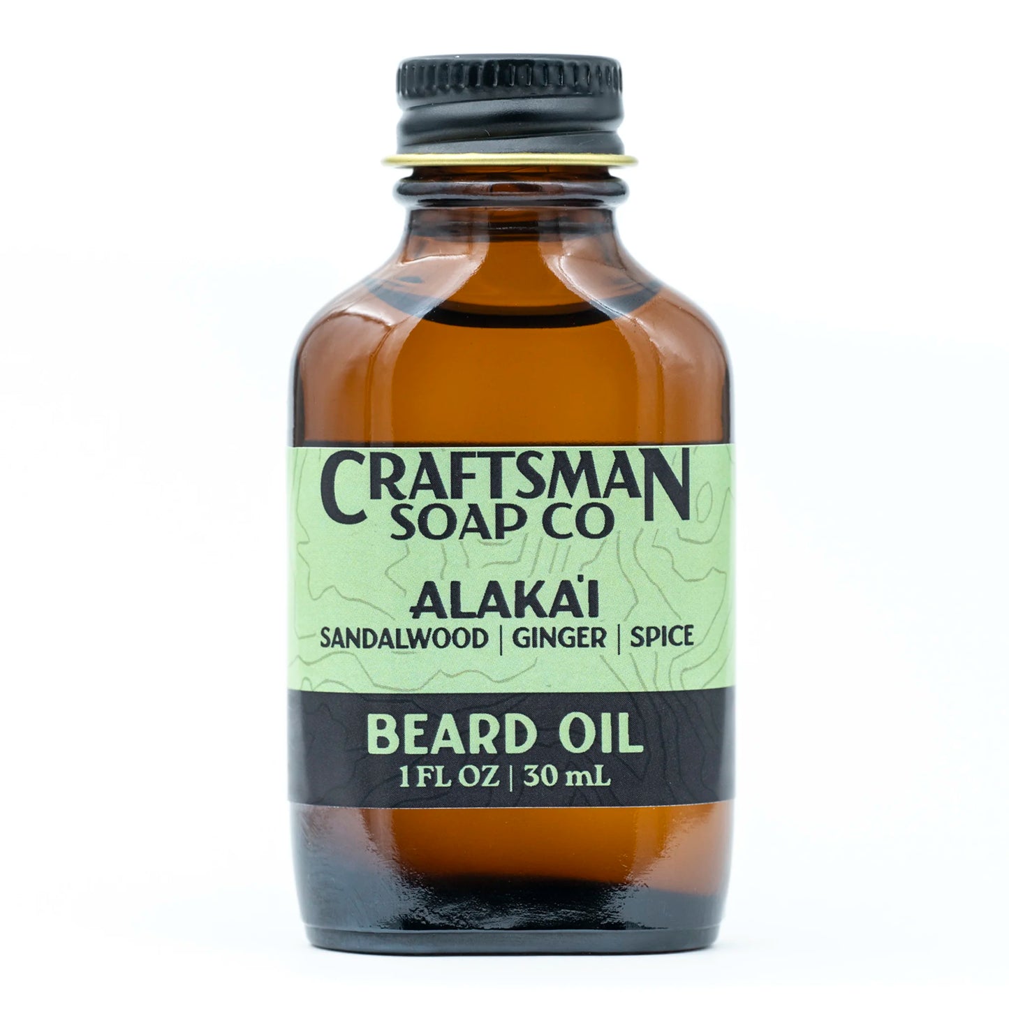 Craftsman Soap Co. Alakaʻi Beard Oil 1 oz amber glass bottle — sandalwood and vetiver essential oil beard oil handcrafted in Los Angeles
