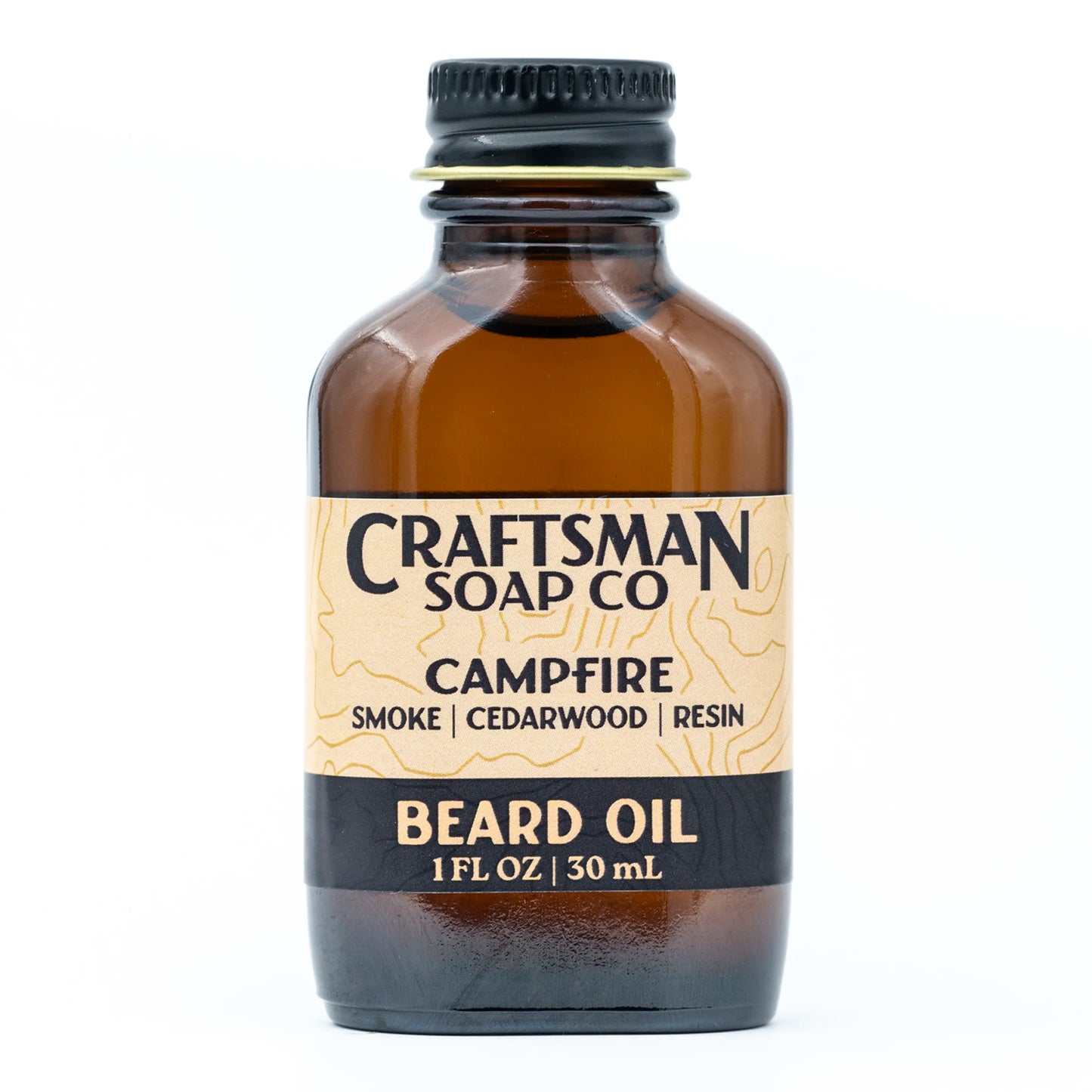 Craftsman Soap Co. Campfire Beard Oil 1 oz amber glass bottle — cedar and fir needle essential oil beard oil handcrafted in Los Angeles