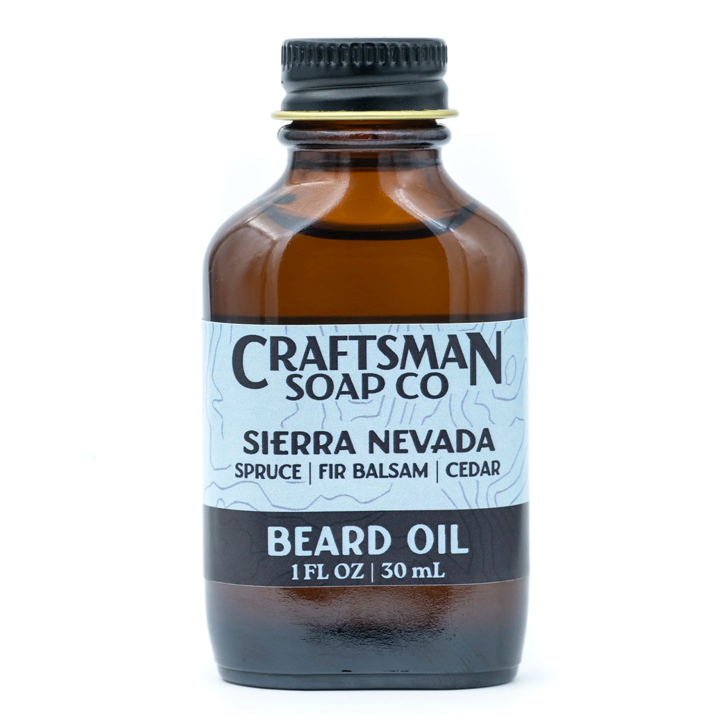Craftsman Soap Co. Sierra Nevada Beard Oil 1 oz amber glass bottle — spruce and fir needle essential oil beard oil handcrafted in Los Angeles